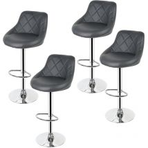 4 Taburetes de bar de cuero sintético, altura y rotación ajustables,gris - Wyctin