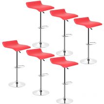 Wyctin - 6 taburetes de bar - altura ajustable - Contemporáneo, rojo