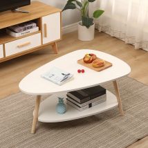 Mesa de centro escandinava ovalada - Blanco lacado mate - l 90 x l 60 cm - Wyctin