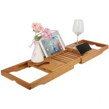 Wyctin - Hofuton Pont de Baignoire Extensible Plateau de Baignoire en Bambou Planche Baignoire avec Support de Verre à Vin Support de Livre de