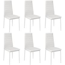Wyctin - Un conjunto de seis sillas de comedor con rayas horizontales blancas