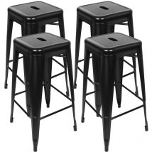 Wyctin - Un set di 4 pcs Ferro battuto stile industriale Impilabile Sedia da bar con gambe alte (nero)