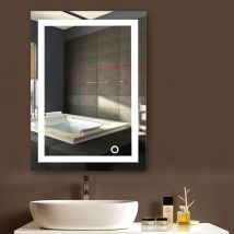 Wyctin - Espejo de baño,Espejo de maquillaje iluminado,Espejo de baño led casero,2 tamaño,60 x 80 cm(Blanco frio)