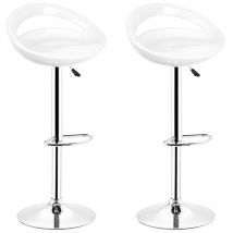 Juego de 2 taburetes de bar regulables en plástico abs blanco, altura regulable con asa 84-104 cm - Wyctin