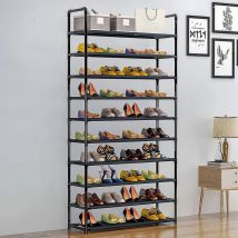 Hofuton Étagère à Chaussures de 10 Niveaux, Meuble de Rangement Polyvalent, Organiseur à Chaussures Personnalisable, Peu Encombrant, Pour Entrée,