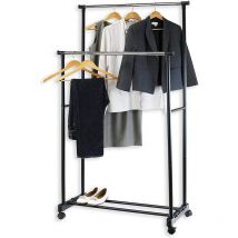 Wyctin - Hofuton Portant à Vêtements avec 4 Roulettes - Hauteur et Largeur Réglables - L 84-150 x P 42 x H 108-170cm - Cadre en Acier Inoxydable