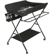 Hofuton Table à Langer Pliante avec Espace de Rangement, Organisateur de Chambre d'enfant, Commode de Soin pour Bébé, 7 Couleurs (Couleur: Noir)