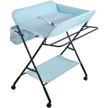 Hofuton Table à Langer Pliante avec Espace de Rangement, Organisateur de Chambre d'enfant, Commode de Soin pour Bébé, 7 Couleurs (Couleur: Bleu)