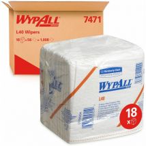 Kimberly-clark - Wypall 7471, L40 Folded Wipers, 1 ply, white, 18 packs x 56 sheets - White