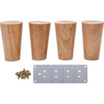 X 10 Cm Massivholz-möbelbeine Für Tisch, Bett, Kleiderschrank Mit Montageplatten Und Schrauben