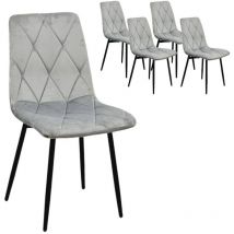 X 4 Sedia Marbella Gamba Nero in Velluto Grigio