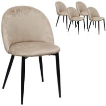 X 4 Sedia Velvet Gamba Nero in Velluto Tortora