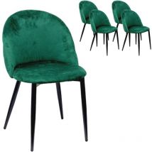 X 4 Sedia Velvet Gamba Nero in Velluto Verde