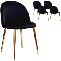 X 4 Sedia Velvet in Velluto Nero Gambe Robuste Effetto Oro