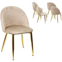 X 4 Sedia Velvet in Velluto Tortora Gambe Robuste effetto Oro