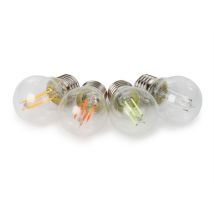 HQ-Power LED-Filament-Lampe, transparentes Glasgehäuse, G45, 4 Stück, verschiedene Farben