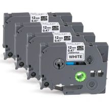 Volavo - x Ruban Etiqueteuse Cassette Ruban pour étiqueteuse Noir sur Blanc 12mm x 8m,Compatible Brother P-Touch étiqueteuses PT-E100 PT-E200 D200
