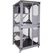 Maison d'extérieur en bois pour chat Cage Catio Condo Indoor Playpen with Platforms & Small House and with Weatherproof Roof 80 l x 80 w x 180 h cm