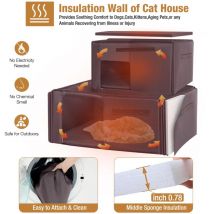 Maison d'extérieur pour chat isolée, abri pour chat sauvage résistant aux intempéries pour l'hiver, abri chauffé pour chat - X-zone Pet