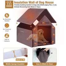 X-zone Pet - Niche d'extérieur avec doublure isolée anti-morsure - Cadre en fer - Pour chiens de petite et moyenne taille - Résistante aux