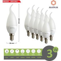X10 Lampadina led E14 candela opaca 3w attacco piccolo luce bianca naturale calda Mapam calda 3000k