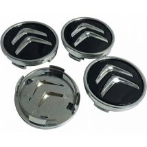 Rosemary - X4 Enjoliveurs en aluminium de 60 mm pour Citroen C2 C4 C5 C6 C-quatre Logo noir / chromé