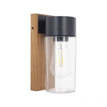 Xanlite - Applique murale filaire noire et bois IP44, culot E27, 40W max - APFE40WNW