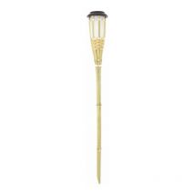 Balise solaire led IP44 en bambou couleur flamme 74 cm - sobabam - Xanlite