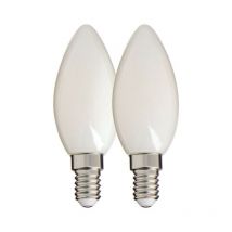 Xanlite - Lot de 2 Ampoules Filament led Flamme Opaque, culot E14, 470 Lumens, equivalence 40W, 4000 Kelvins, Blanc neutre - PACK2RFV470FOCW