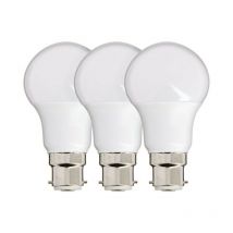 Lot de 3 Ampoules smd led A60 Opaques, culot B22, 806 lumens, conso. 8,8W éq. 60W, Blanc chaud - PACK21EB806GIW - Xanlite