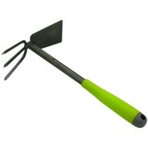 Xclou - zappa doppia in nero, zappa con impugnatura adatta alla forma, zappa da giardino 3 denti e forcelle,