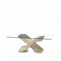 Webmarketpoint - Tavolino trasparente-beige 70 cm x 120 cm h. 40 cm