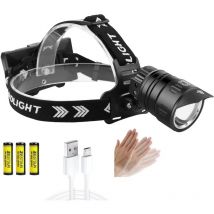 XHP99 Lampe frontale rechargeable super lumineuse 2000 lumens 3 modes d'éclairage LED Détecteur de mouvement Phare étanche Zoomable pour camping,