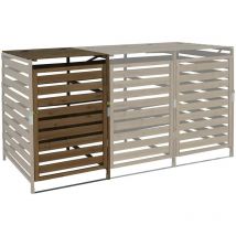 Mendler - xl cache poubelle pour 1/2 places extension HWC-H62, cache poubelle, 110x65x93cm bois massif brun