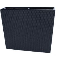 Xl Pflanzkasten Anthrazit In Rattan Optik - 57 X 49 Cm - Kunststoff Kubus Blumenkübel Rechteckig - Outdoor Garten Blumentopf Pflanzkübel Blumenkasten 