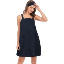 XL)Femmes Robe Serviette de Bain Ajustable avec Bandeau pour Sauna Douche Spa & Plage Cover Ups Noir