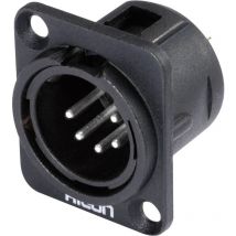 HI-X5DM-M XLR-Steckverbinder Flanschstecker, Kontakte gerade Polzahl: 5 Schwarz 1 St. - Hicon