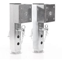 2x Béquilles de support pivotantes – Longueur 350 mm, levée 200 mm – Capacité max. 1300 kg – en Acier galvanisé – pour Remorques & matériel de