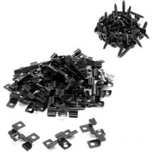 Xpotool - Lot de 50 Clips Noirs Acier fin – 40 x 24 x 8 mm – Hauteur serrage 8 mm – et Lot de 60 Vis Hexagonales Autotaraudeuses T15 – 3,5 x 20 mm –
