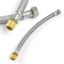 Xpotool - Tuyau blindé flexible 1000mm DN13 Raccord mâle 3/4' 26,44 Écrou 1/2' 18,64mm Acier fin epdm