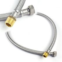 XPOtool Tuyau blindé flexible 800mm DN8 Écrou 1/2" (18,64mm) Filet Mâle 3/8" (16,66mm) Sanitaire
