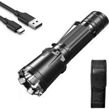 XT11GT Pro 3300 lumens LED Lampe torche rechargeable, lampe de poche tactique puissante pour le camping, la randonnée et les urgences