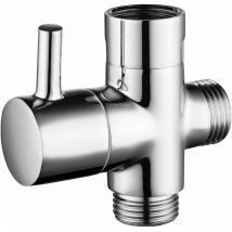 1 Pièce Vanne de Douche en Laiton avec Adaptateur en t, G1/2' Bras de Douche 3 Voies Valve Inverseur, Vanne de Douche à 3 voies Universelle, Laiton