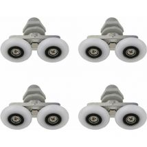 4 pcs 25mm Roulettes Doubles pour Porte de Douche Roulettes pour Porte de Douche Roulettes Coulissantes Porte Salle de Bain Douche Rouleau de Douche