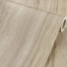 Autocollant de meubles en papier de bois clair en rouleau de vinyle adhésif en bois rustique pour armoires étagères Sticker mural de bureau, 40CM5M