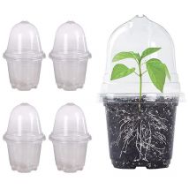 XVX - Blumentöpfe aus Kunststoff, 20 transparente Setzlingtöpfe mit Feuchtigkeitskuppeln, Durchmesser 10 cm, mit Drainagelöchern, für Zimmerpflanzen