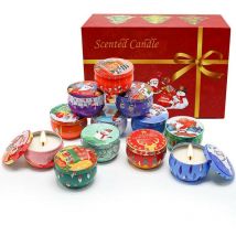 XVX Bougies Parfumées Noël, 12PCS Coffret Bougies Parfumées Cadeau, Cire de Soja Naturelle, Femme Cadeau Bougies kit, pour soulager le stress, pour