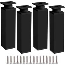 Furniture Legs, 4 Legs 20 cm Black Adjustable Height Furniture Leg Made of Aluminium Alloy, Height Adjustable from 0 to 20 mm, Comes with Stainless