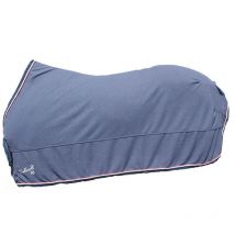155 cm, Bleu marine: Couverture d'équitation technique respirante avec bordures et fermeture avec housse