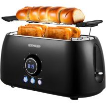 Steinborg - xxl 4 Scheiben Toaster Schwarz Digitales Display Toster Großer Toaster Edler Toaster Breiter Toaster Langer Toaster mit Brötchenaufsatz